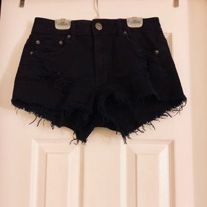 American Eagle Outfitters Black Ripped Jean Shorts